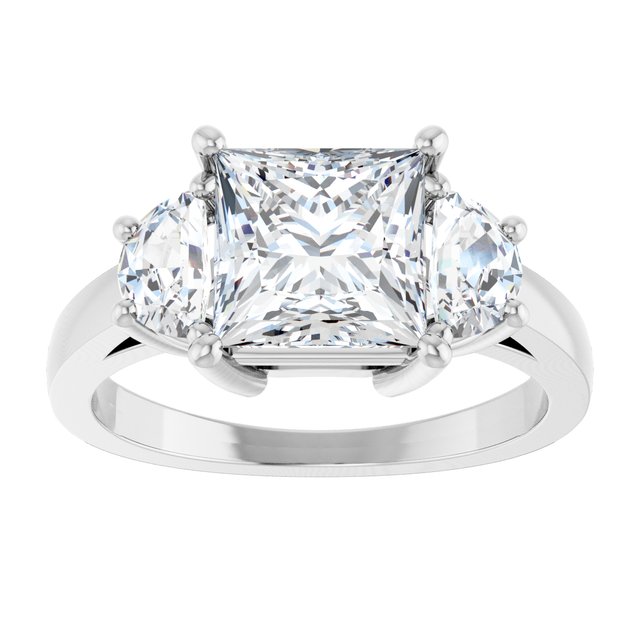 14K White 7 mm Square Engagement Ring Mounting variant--Square variant--2CT variant--14K-white-gold