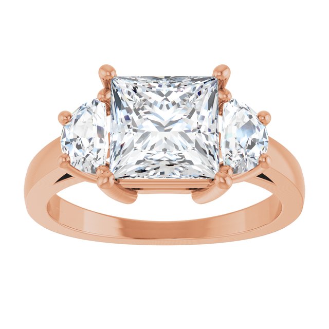 14K Rose 7 mm Square Engagement Ring Mounting variant--Square variant--2CT variant--14K-rose-gold