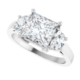 Three-stone half-moon engagement ring in 14K gold, diamond center, in packaging variant--Square variant--2CT variant--14K-white-gold