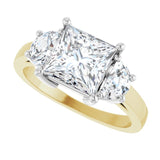 Three-stone half-moon engagement ring in 14K gold, diamond center, close-up of half-moon stones/white-gold/white-gold variant--Square variant--2CT variant--14K-yellow/white-gold