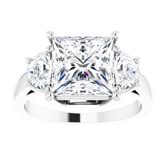 14K White 8 mm Square Engagement Ring Mounting variant--Square variant--3CT variant--14K-white-gold