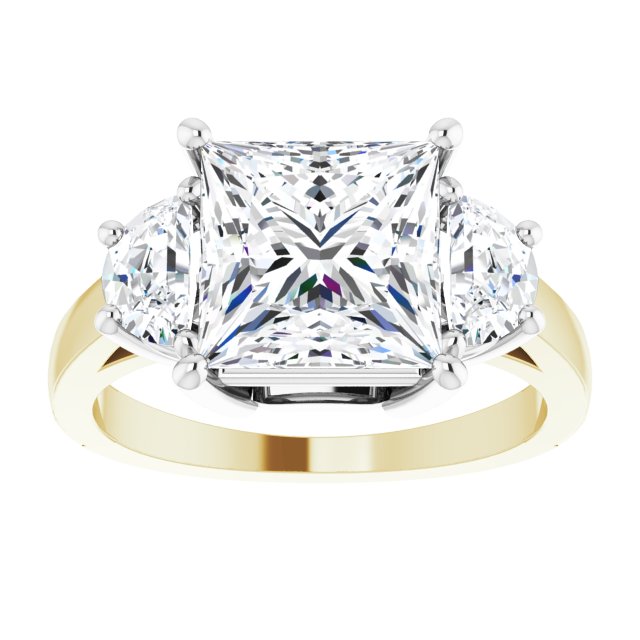 14K Yellow & White 8 mm Square Engagement Ring Mounting/white-gold/white-gold variant--Square variant--3CT variant--14K-yellow/white-gold