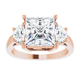 14K Rose 8 mm Square Engagement Ring Mounting variant--Square variant--3CT variant--14K-rose-gold