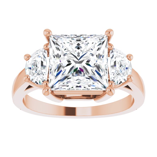14K Rose 8 mm Square Engagement Ring Mounting variant--Square variant--3CT variant--14K-rose-gold