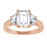 14K Rose 8x6 mm Emerald Engagement Ring Mounting variant--Emerald variant--2CT variant--14K-rose-gold