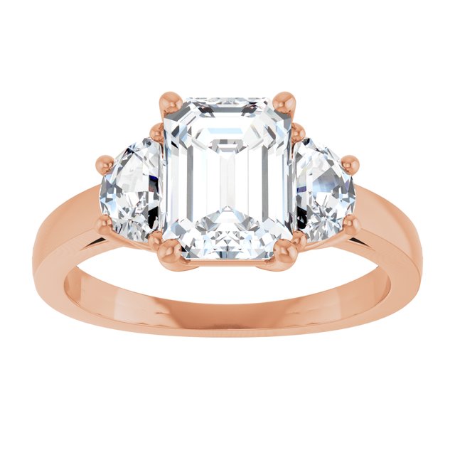 14K Rose 8x6 mm Emerald Engagement Ring Mounting variant--Emerald variant--2CT variant--14K-rose-gold