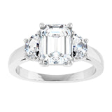 14K White 8x6 mm Emerald Engagement Ring Mounting variant--Emerald variant--2CT variant--14K-white-gold