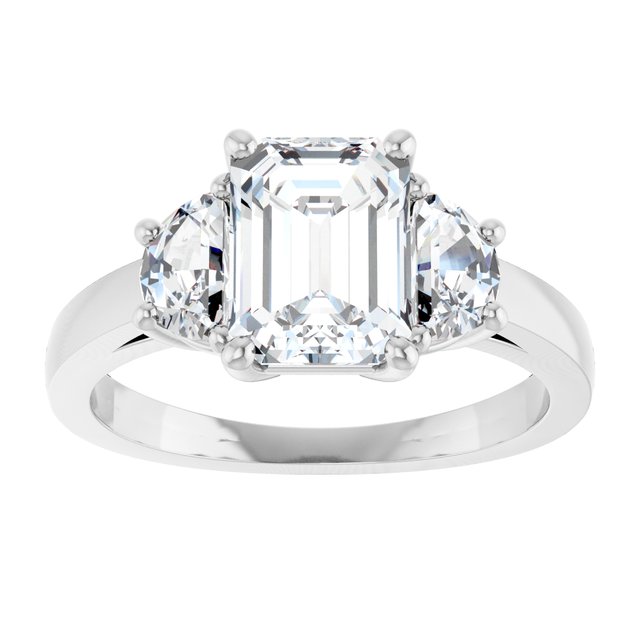 14K White 8x6 mm Emerald Engagement Ring Mounting variant--Emerald variant--2CT variant--14K-white-gold