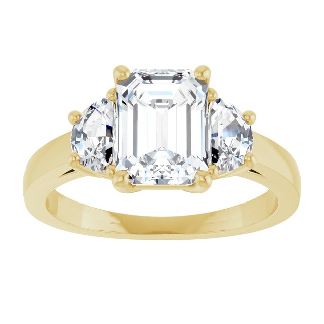 14K Yellow 8x6 mm Emerald Engagement Ring Mounting variant--Emerald variant--2CT variant--14K-yellow-gold