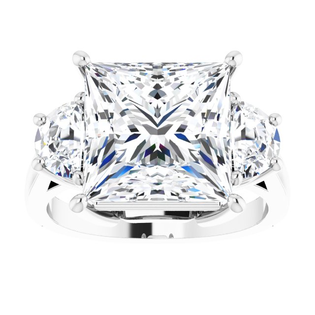 14K White 10 mm Square Engagement Ring Mounting variant--Square variant--5CT variant--14K-white-gold