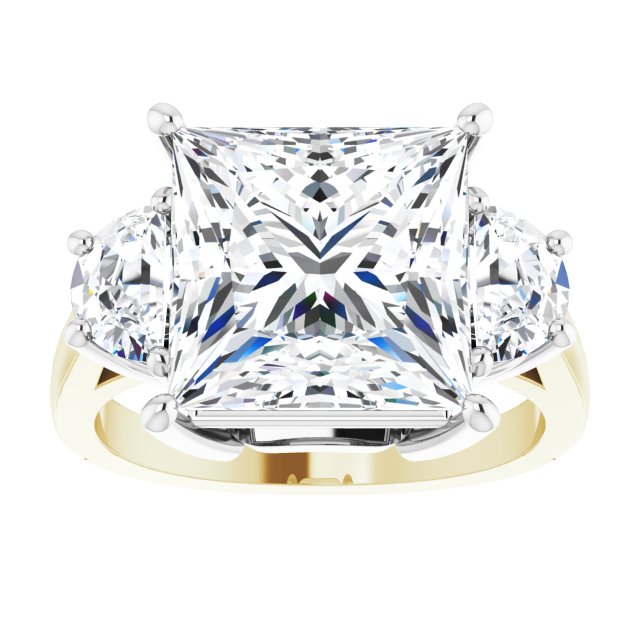 14K Yellow & White 10 mm Square Engagement Ring Mounting/white-gold/white-gold variant--Square variant--5CT variant--14K-yellow/white-gold
