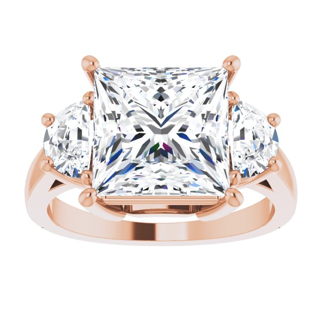14K Rose 9 mm Square Engagement Ring Mounting variant--Square variant--4CT variant--14K-rose-gold
