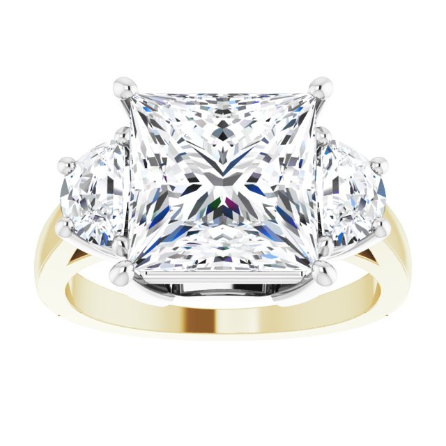 14K Yellow & White 9 mm Square Engagement Ring Mounting/white-gold/white-gold variant--Square variant--4CT variant--14K-yellow/white-gold