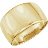 12mm cigar band ring in sterling silver, minimalist wide band style variant--14K-yellow-gold