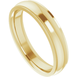 Stepped edge 4mm comfort-fit band in 14K gold, front view