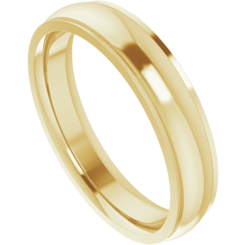 Stepped edge 4mm comfort-fit band in 14K gold, front view