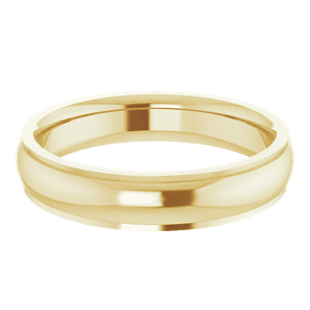 Stepped edge 4mm comfort-fit band in 14K gold, front view