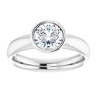 14K white gold 1 CT Round Bezel-Set Solitaire Engagement Ring Setting