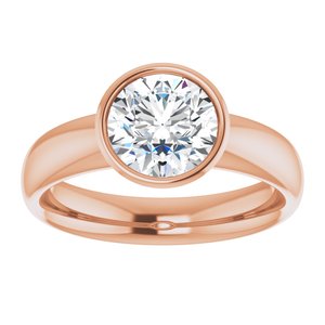 14K rose gold 1.5CT Round Bezel-Set Solitaire Engagement Ring Setting/2-CT.5CT variant--Round variant--1.5CT variant--14K-rose-gold