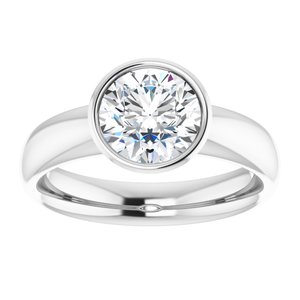 14K white gold 1.5CT Round Bezel-Set Solitaire Engagement Ring Setting/2-CT.5CT variant--Round variant--1.5CT variant--14K-white-gold