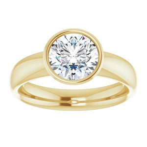14K yellow gold 1.5CT Round Bezel-Set Solitaire Engagement Ring Setting/2-CT.5CT variant--Round variant--1.5CT variant--14K-yellow-gold
