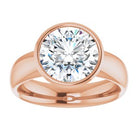 14K rose gold 3 CT Round Bezel-Set Solitaire Engagement Ring Setting