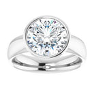 14K white gold 3 CT Round Bezel-Set Solitaire Engagement Ring Setting