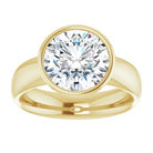 14K yellow gold 3 CT Round Bezel-Set Solitaire Engagement Ring Setting