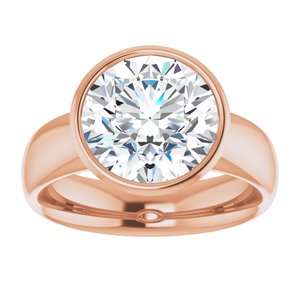 14K rose gold 4CT Round Bezel-Set Solitaire Engagement Ring Setting variant--Round variant--3CT variant--14K-rose-gold