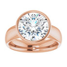 14K rose gold 4 CT Round Bezel-Set Solitaire Engagement Ring Setting