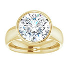 14K yellow gold 4 CT Round Bezel-Set Solitaire Engagement Ring Setting