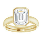 14K yellow gold 3 CT Emerald Bezel-Set Solitaire Engagement Ring Setting
