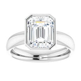 14K white gold 3CT Emerald Bezel-Set Solitaire Engagement Ring Setting variant--Emerald variant--3CT variant--14K-white-gold