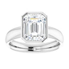 14K white gold 3 CT Emerald Bezel-Set Solitaire Engagement Ring Setting