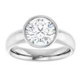 14K white gold 2CT Round Bezel-Set Solitaire Engagement Ring Setting variant--Round variant--2CT variant--14K-white-gold