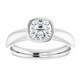 14K white gold 1CT Cushion Bezel-Set Solitaire Engagement Ring Setting variant--Cushion variant--1CT variant--14K-white-gold