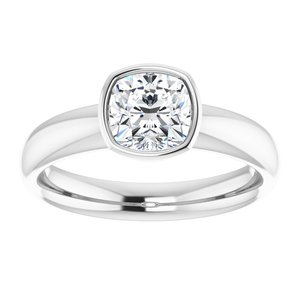 14K white gold 1CT Cushion Bezel-Set Solitaire Engagement Ring Setting variant--Cushion variant--1CT variant--14K-white-gold