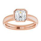 14K rose gold 1 1/2 CT Asscher Bezel-Set Solitaire Engagement Ring Setting