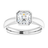 14K white gold 1.5CT Asscher Bezel-Set Solitaire Engagement Ring Setting/2-CT.5CT variant--Asscher variant--1.5CT variant--14K-white-gold