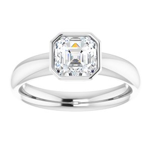 14K white gold 1.5CT Asscher Bezel-Set Solitaire Engagement Ring Setting/2-CT.5CT variant--Asscher variant--1.5CT variant--14K-white-gold