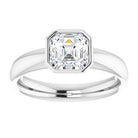 14K white gold 1 1/2 CT Asscher Bezel-Set Solitaire Engagement Ring Setting
