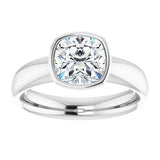 14K white gold 2CT Cushion Bezel-Set Solitaire Engagement Ring Setting variant--Cushion variant--2CT variant--14K-white-gold