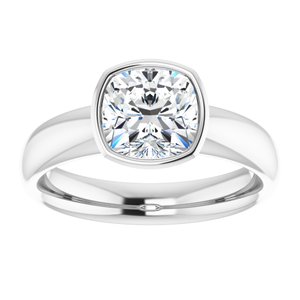 14K white gold 2CT Cushion Bezel-Set Solitaire Engagement Ring Setting variant--Cushion variant--2CT variant--14K-white-gold