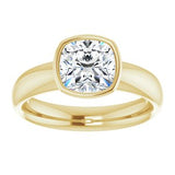 14K yellow gold 2CT Cushion Bezel-Set Solitaire Engagement Ring Setting variant--Cushion variant--2CT variant--14K-yellow-gold