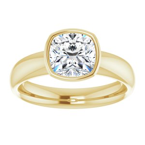 14K yellow gold 2CT Cushion Bezel-Set Solitaire Engagement Ring Setting variant--Cushion variant--2CT variant--14K-yellow-gold