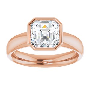14K rose gold 2CT Asscher Bezel-Set Solitaire Engagement Ring Setting variant--Asscher variant--2CT variant--14K-rose-gold