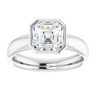 14K white gold 2 CT Asscher Bezel-Set Solitaire Engagement Ring Setting