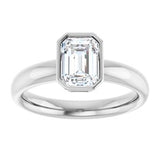 14K white gold 1CT Emerald Bezel-Set Solitaire Engagement Ring Setting variant--Emerald variant--1CT variant--14K-white-gold
