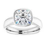 14K white gold 3CT Cushion Bezel-Set Solitaire Engagement Ring Setting variant--Cushion variant--3CT variant--14K-white-gold