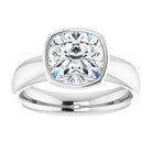14K white gold 3 CT Cushion Bezel-Set Solitaire Engagement Ring Setting
